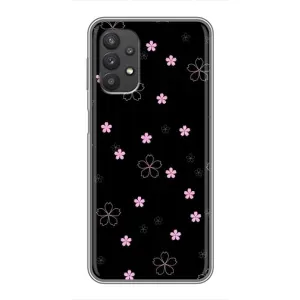 Чохол з розовим принтом для Samsung Galaxy A32 (5G) (Рожеві квіти на чорному)