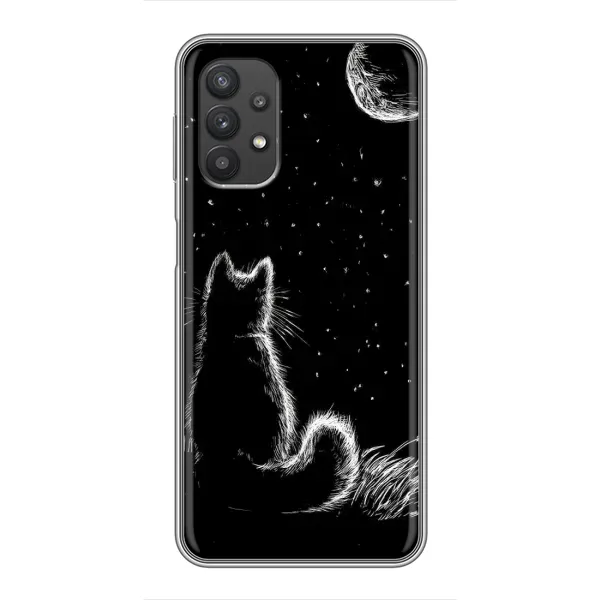 Чехол с принтом «Котик и луна» для Samsung Galaxy A32 Чехол с принтом «Котик и луна» для Samsung Galaxy A32