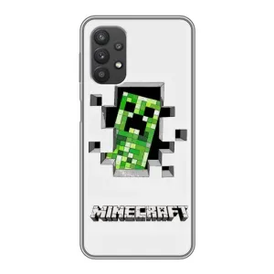 Чехол Майнкрафт на Samsung Galaxy A32 (AlphaPrint) Minecraft (крипер Майнкрафт)