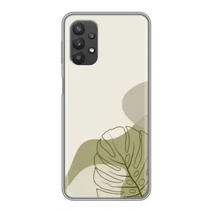 Силиконовый чехол с принтом в цветах на Samsung Galaxy A32 (Зеленая монстера дизайн)