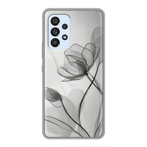 Чехол с цветочным принтом на Самсунг А33 (5G) (Черные цветы)