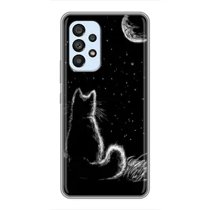 Чохол з принтом для Samsung Galaxy A33 (5G) (AlphaPrint) Модні коти (Котик і місяць)