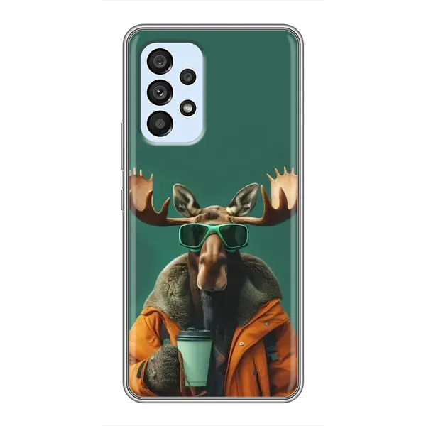 Чохол з принтом «Лось з кавою» для Samsung Galaxy A33 (5G)