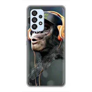 Чохол з Мавпами Samsung Galaxy A33 (5G) - (AlphaPrint) (В навушниках)