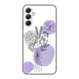 Силиконовый чехол с принтом в цветах на Samsung Galaxy A34 (Букет фиолетовая абстракция)