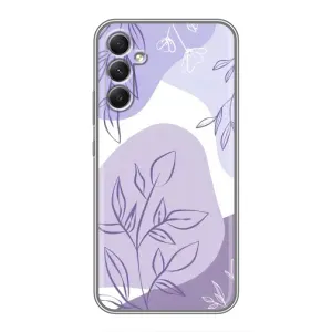 Силиконовый чехол с принтом в цветах на Samsung Galaxy A34 (Фиолетовые листья абстракция)