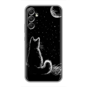 Чохол з принтом для Samsung Galaxy A34 (AlphaPrint) Модні коти (Котик і місяць)