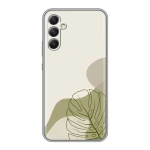 Силиконовый чехол с принтом в цветах на Samsung Galaxy A34 (Зеленая монстера дизайн)