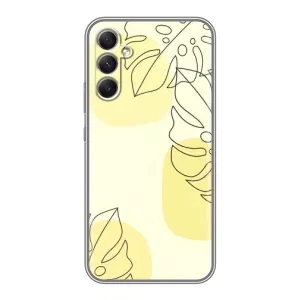 Силиконовый чехол с принтом в цветах на Samsung Galaxy A34 (Желтая монстера арт)