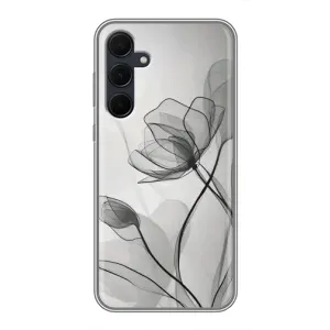 Чехол с цветочным принтом на Самсунг Галакси А35 5G (Черные цветы)