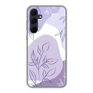 Силиконовый чехол с принтом в цветах на Samsung Galaxy A35 (5G) (Фиолетовые листья абстракция)