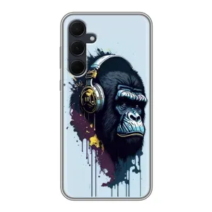 Чехол с Обезьянами Samsung Galaxy A35 (5G) - (AlphaPrint) (Горилла в наушниках)