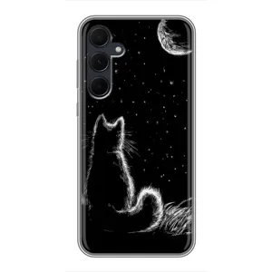 Чохол з принтом для Samsung Galaxy A35 (5G) (AlphaPrint) Модні коти (Котик і місяць)