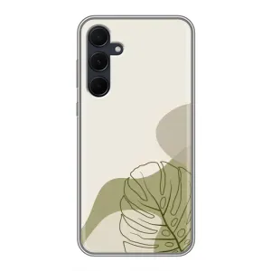 Силиконовый чехол с принтом в цветах на Samsung Galaxy A35 (5G) (Зеленая монстера дизайн)