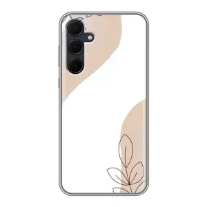 Силиконовый чехол с принтом в цветах на Samsung Galaxy A35 (5G) (Нюдовая веточка абстракция)