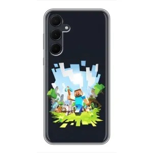 Чехол Майнкрафт на Samsung Galaxy A35 (5G) (AlphaPrint) Minecraft (персонажи Minecraft)