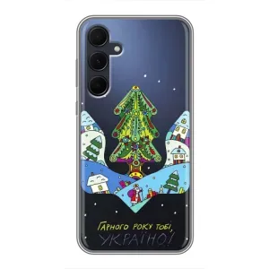 Зимние Чехлы для Самсунг Галакси А35 5G - прозрачный фон (Рождественский герб)