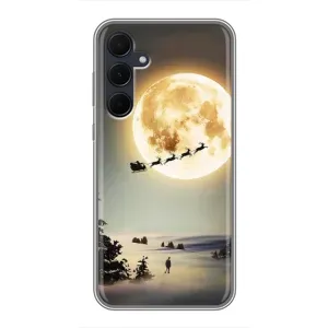 Новогодние, Праздничные Чехлы для Samsung Galaxy A35 (5G) - 2024 год (Санта на луне)