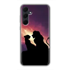 Чехол Король лев на Самсунг Галакси А35 5G (Силуэт Симба и Налу)