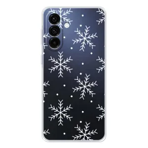 Зимні Чохли для Galaxy A36 5G - прозорий фон (Білі сніжинки)
