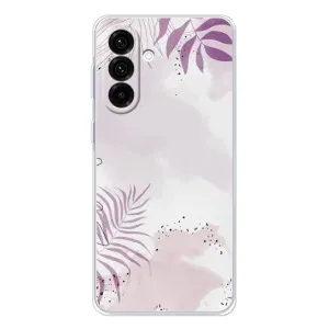 Чехол с цветочным принтом на Гелекси А36 5G (Фиолетовые листья)
