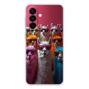 Чохол з принтом стильні тварини для Galaxy A36 5G (Лами в окулярах)