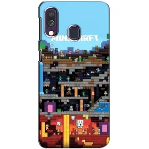Чехол Майнкрафт на Samsung Galaxy A40 2019 (A405F) (AlphaPrint) Minecraft (фон Minecraft)