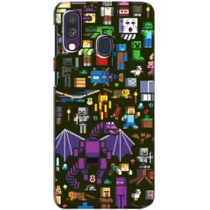 Чехол Майнкрафт на Samsung Galaxy A40 2019 (A405F) (AlphaPrint) Minecraft (Коллаж Майнкрафт)