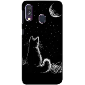 Чехол с принтом для Samsung Galaxy A40 2019 (A405F) (AlphaPrint) Модные коты (Котик и луна)