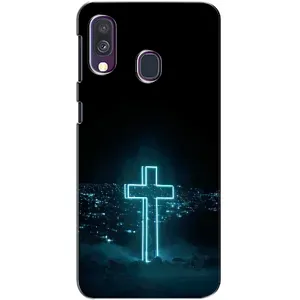 Чехол для Samsung Galaxy A40 2019 (A405F) (AlphaPrint) - (Христианские) (Крест и город)