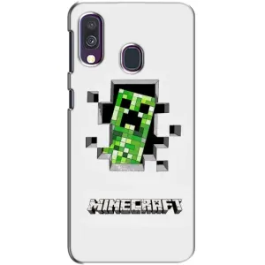 Чехол Майнкрафт на Samsung Galaxy A40 2019 (A405F) (AlphaPrint) Minecraft (крипер Майнкрафт)