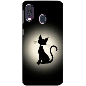 Чехол с принтом для Samsung Galaxy A40 2019 (A405F) (AlphaPrint) Модные коты (Силуэт котика)