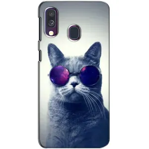 Чехол с принтом для Samsung Galaxy A40 2019 (A405F) (AlphaPrint) Модные коты (Стильный кот)