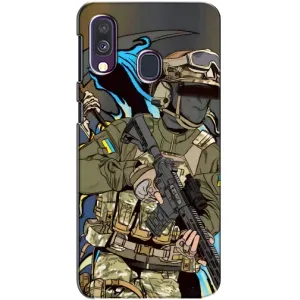 Чехлы с картинкой ЗСУ для Samsung Galaxy A40 2019 (A405F) (AlphaPrint) (Воин ВСУ)