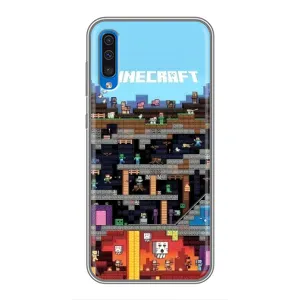 Чехол Майнкрафт на Samsung Galaxy A50 2019 (A505F) (AlphaPrint) Minecraft (фон Minecraft)