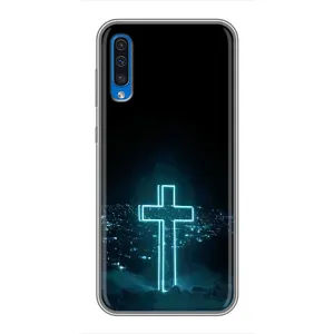 Чехол для Samsung Galaxy A50 2019 (A505F) (AlphaPrint) - (Христианские) (Крест и город)