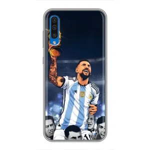 Чехлы для Samsung Galaxy A50 2019 (A505F) (Leo чемпион) (AlphaPrint) (Месси с кубком)