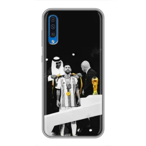 Чехлы для Samsung Galaxy A50 2019 (A505F) (Leo чемпион) (AlphaPrint) (Месси в накидке)
