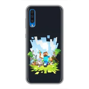 Чехол Майнкрафт на Samsung Galaxy A50 2019 (A505F) (AlphaPrint) Minecraft (персонажи Minecraft)
