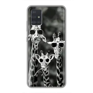 Силиконовый чехол с КАРТИНКАМИ лето для Samsung Galaxy A51 5G (A516) (AlphaPrint) (Жирафы в очках)
