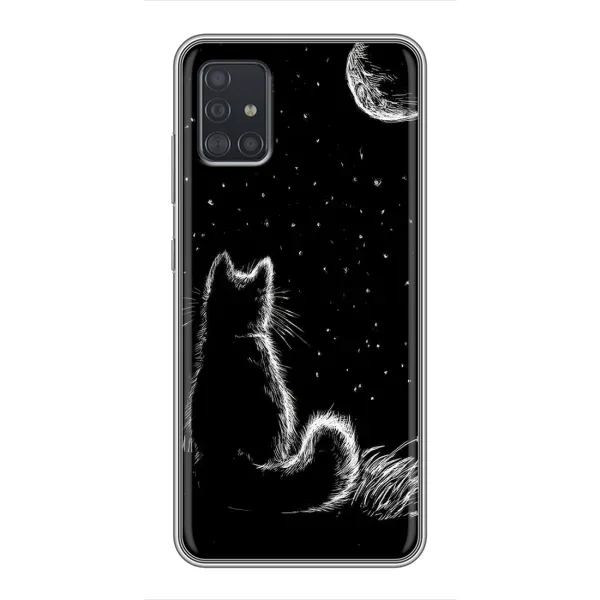 Чехол с принтом «Котик и луна» для Samsung Galaxy A51 (A515)