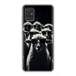 Чехол с принтом стильные животные для Самсунг А51 (Овечка в очках)