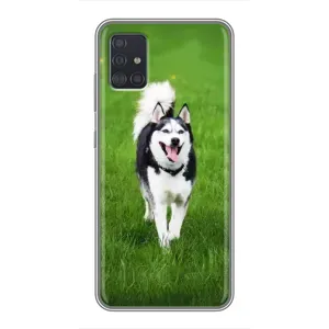 Чехол с Хаски для Samsung Galaxy A51 (A515) - (AlphaPrint) (Радостный Хаски)