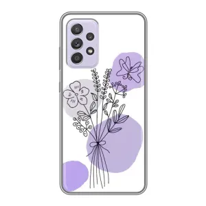 Силиконовый чехол с принтом в цветах на Samsung Galaxy A52 (Букет фиолетовая абстракция)