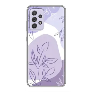 Силиконовый чехол с принтом в цветах на Samsung Galaxy A52s 5G (A528) (Фиолетовые листья абстракция)