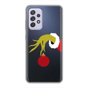 Зимние Чехлы для Самсунг А52с - прозрачный фон (Гринч с игрушкой)