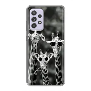 Силиконовый чехол с КАРТИНКАМИ лето для Samsung Galaxy A52s 5G (A528) (AlphaPrint) (Жирафы в очках)