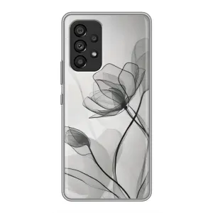 Чехол с цветочным принтом на Самсунг Галакси А53 (5G) (Черные цветы)