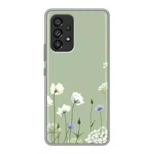 Чехол с цветочным принтом на Самсунг Галакси А53 (5G) (Цветы на зеленом)