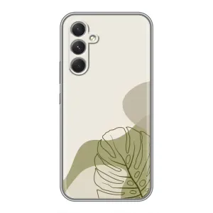 Силиконовый чехол с принтом в цветах на Samsung Galaxy A54 (Зеленая монстера дизайн)